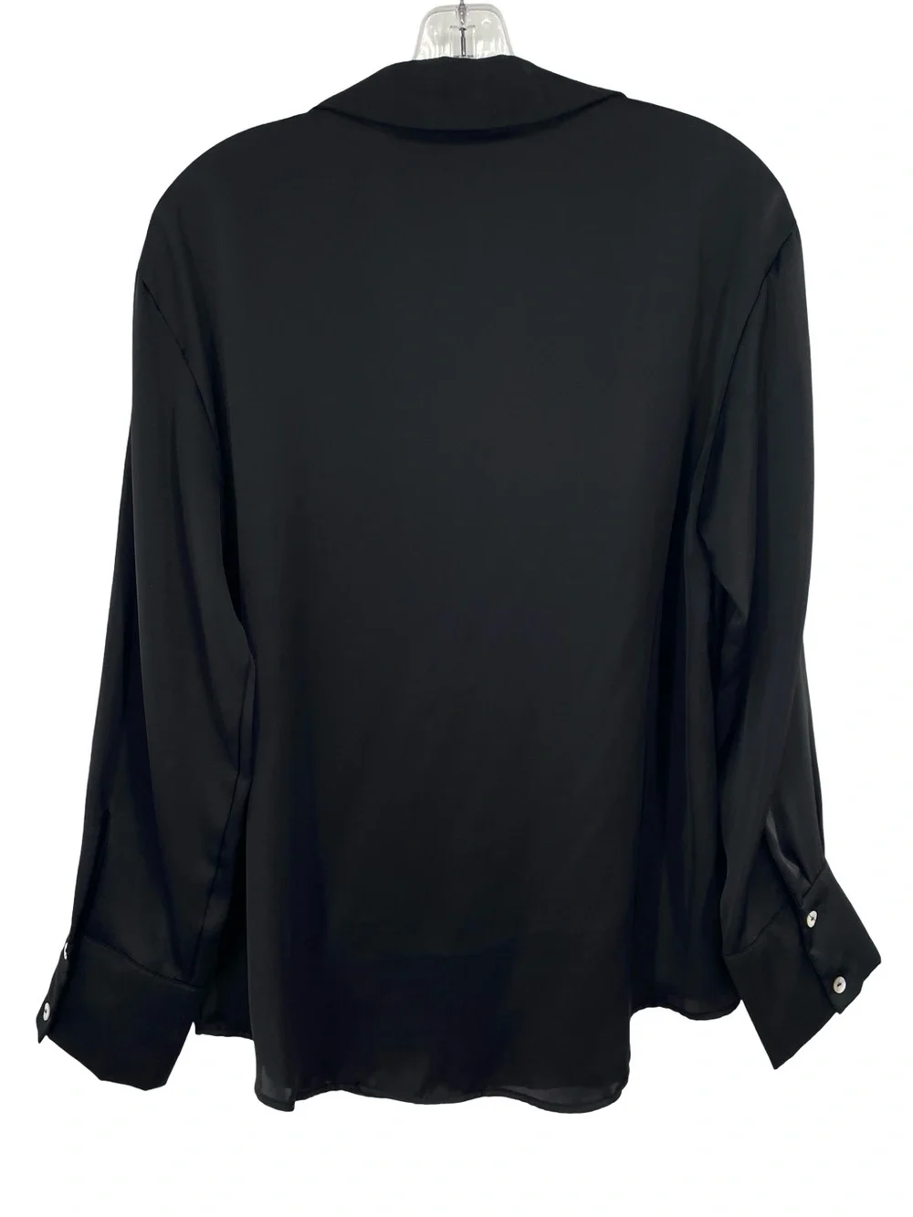 Zara Black Satin Button Down V Neck Blouse Size Medium - Picture 8 of 9